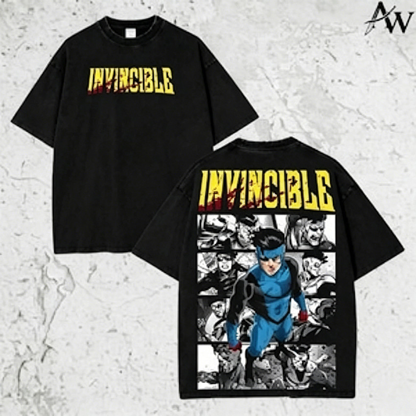 Camiseta Masculina Feminina Oversized Estampa Invincible Mark Grquad Quadrinhos T-shirt Streetwear