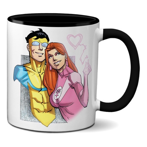 Caneca Invincible Mark E Eve Atômica Alça E Interior Preto