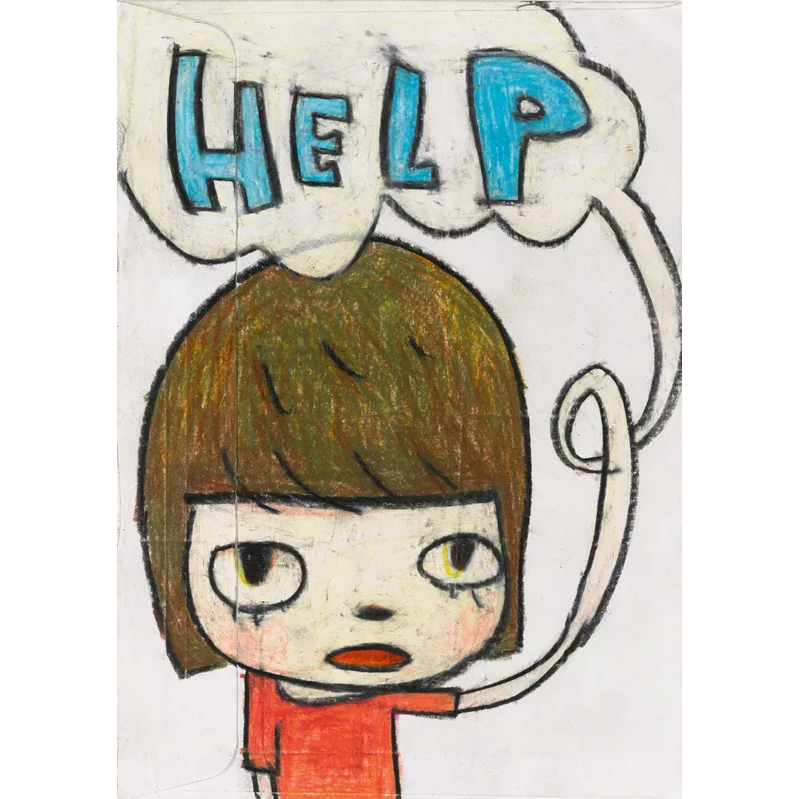 Pôster -    Yoshitomo Nara - Help -   Decora - 33 Cm X 48 Cm