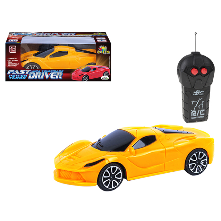 Carrinho de Controle Remoto Fast Driver Power Turbo 3 Funções Brinquedo Presente Escala 1:24