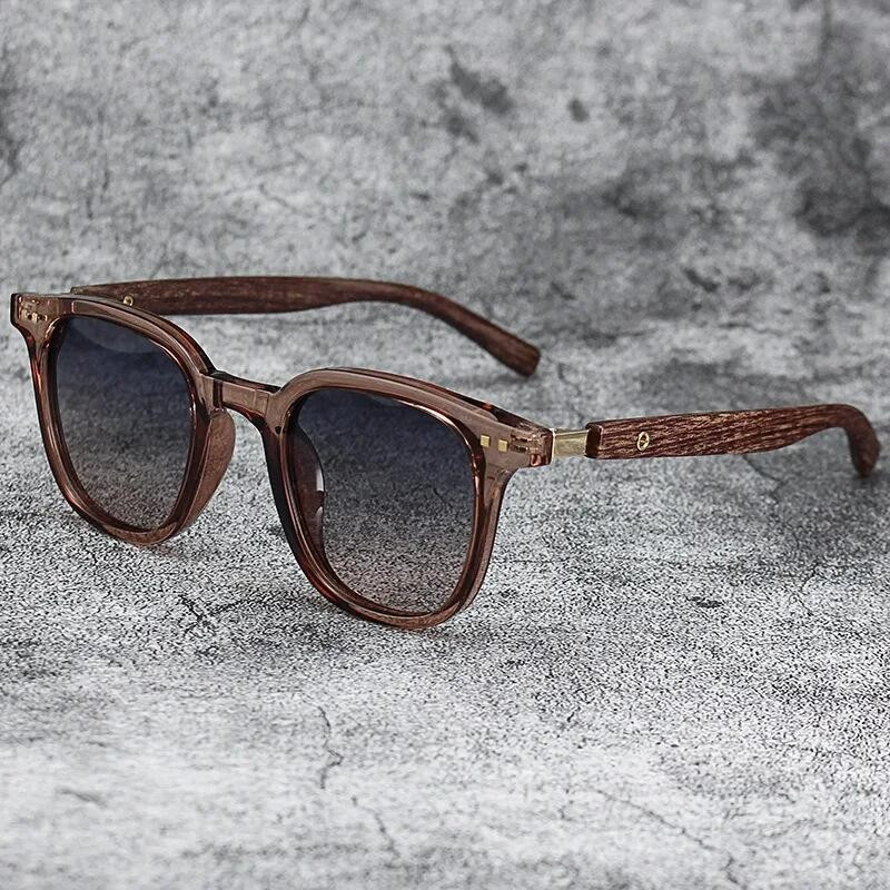 Trendy Retro Wood Grain Sunglasses for Women Men's Polarized Square Sun Glasses UV Cycling Eyewear Outdoor Street-&&-*&-