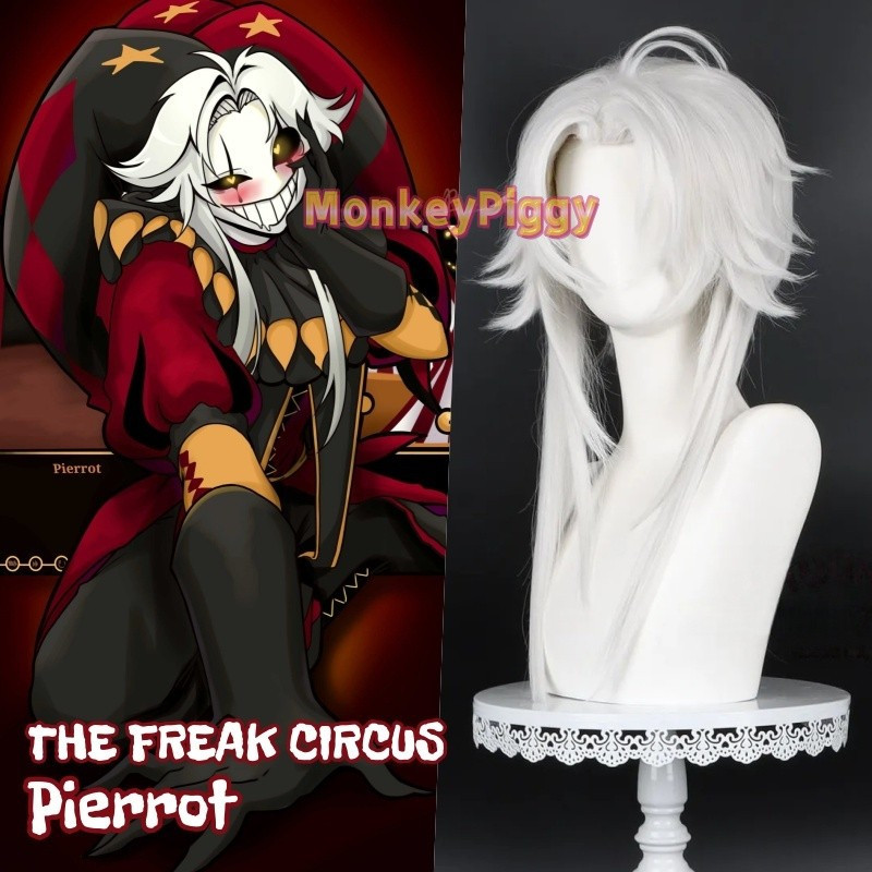 Peruca de Cosplay de Alta Qualidade THE FREAK CIRCUS PIERROT Branca Sintética Resistente ao Calor 0384