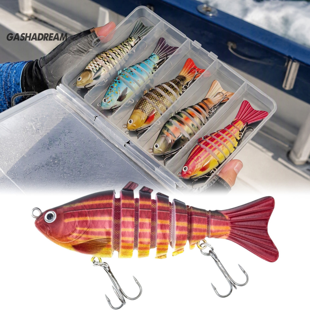 Artificial Fishing Lures Gifts for Men 5pcs Hard Set with Metal Hooks – Realistic Baits for Freshwater Durable Reusabl
