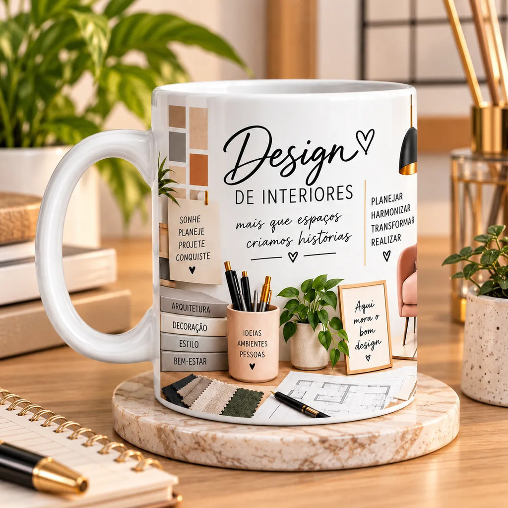 Caneca Porcelana Presente Design De Interiores Decoração Estilo e Bom Gosto Sofisticação e Inspiração