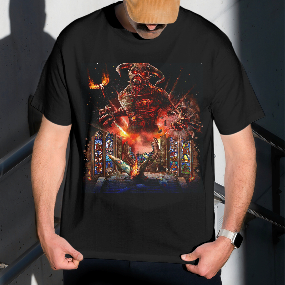 Camiseta Masculina Estampa Iron Maiden Opositor 100% Algodão Estilo Conforto Diário Do Tamanho P GG