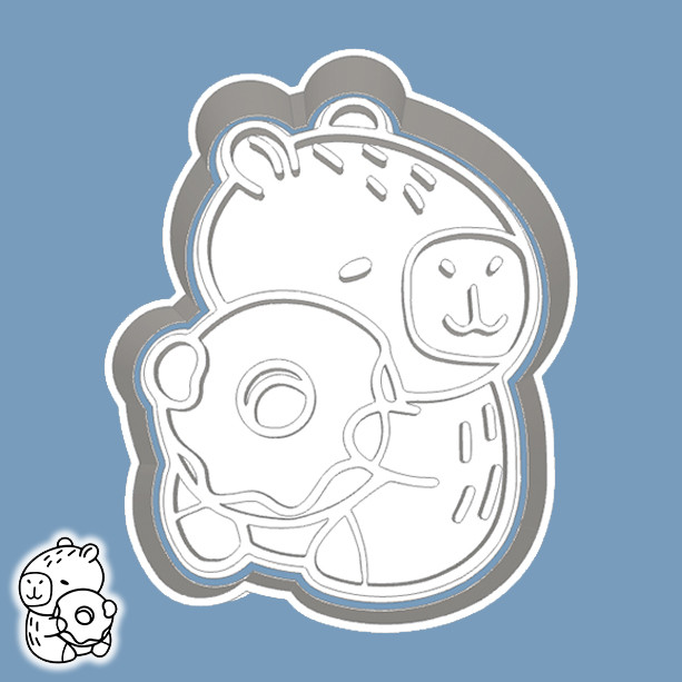 Cortador de Biscoito ANIMAIS - CAPIVARA (CAPYBARA) COM DONUT