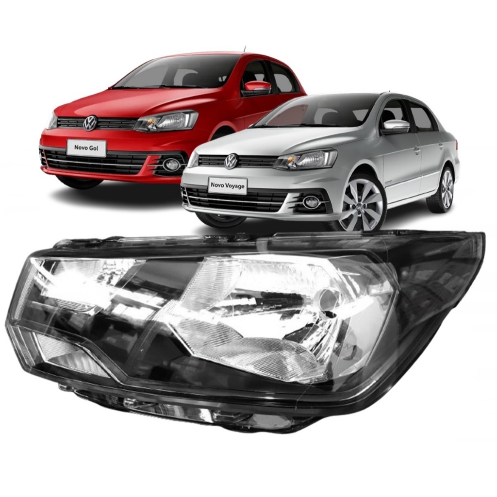 Farol Dianteiro Gol Voyage G7 2018 Até 2023 Saveiro G7 Foco Simples Friso Preto