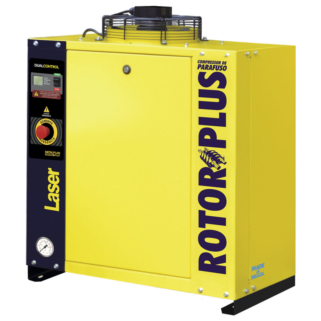 Compressor De Ar Parafuso Rotor 6HP Sobre Base 10BAR Metalplan 380v