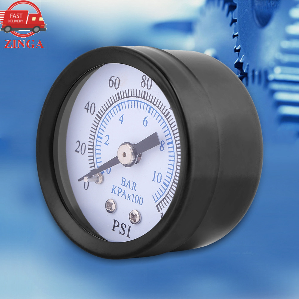 Zinga-br Mini manômetro para óleo de ar combustível água 0-160psi/0-10bar 1/8 rosca NPT