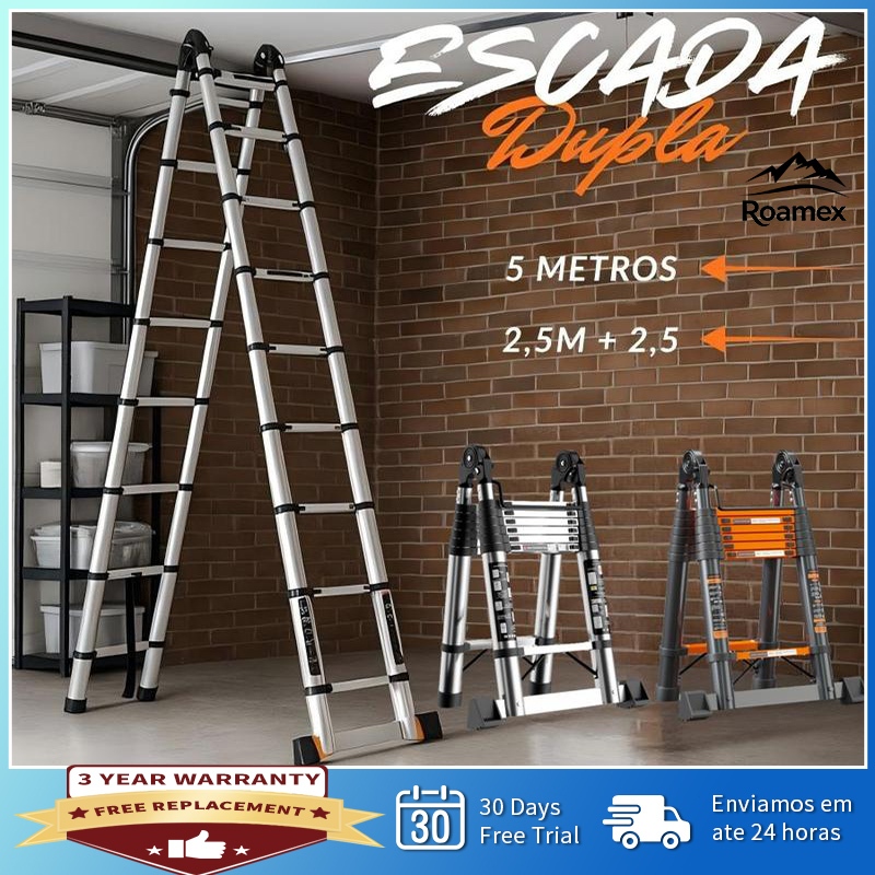 【Roamex】Multifunctional Folding Ladder 5m Aluminum Alloy Reinforced Portable