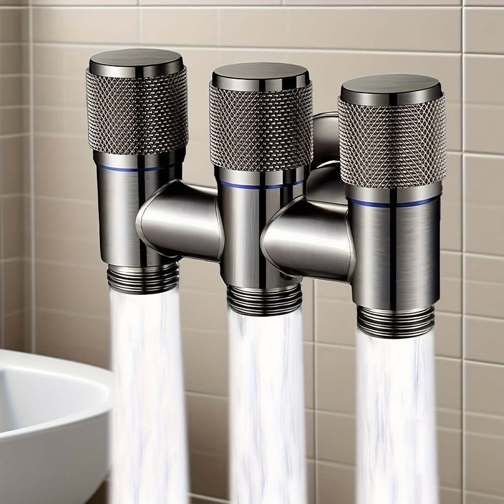 Aluminum Alloy Three-Way Corner Valve for Bathroom, Washing Machine, Balcony Faucet