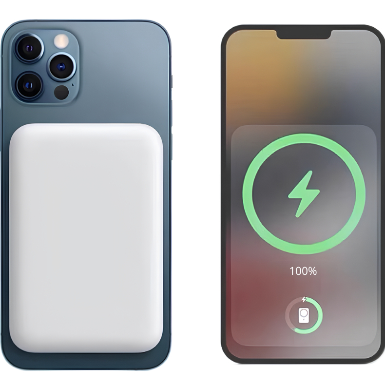 Carregador Portátil 5000Mah Sem fio Para iPhone Indução Bateria Carga/Magnética