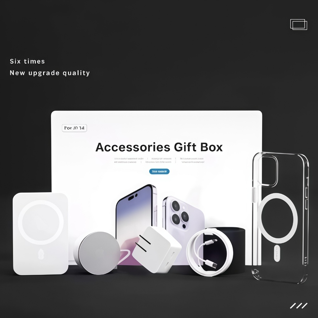 Kit 6 em 1 para iPhone 13/14/15 Pro/Pro Max Capa Magnética, Power Bank, Fones Bluetooth-P2