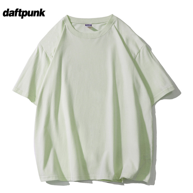 Matcha verde 240g pesado penteado algodão camiseta em torno do pescoço manga curta estilo básico casal das mulheres dos