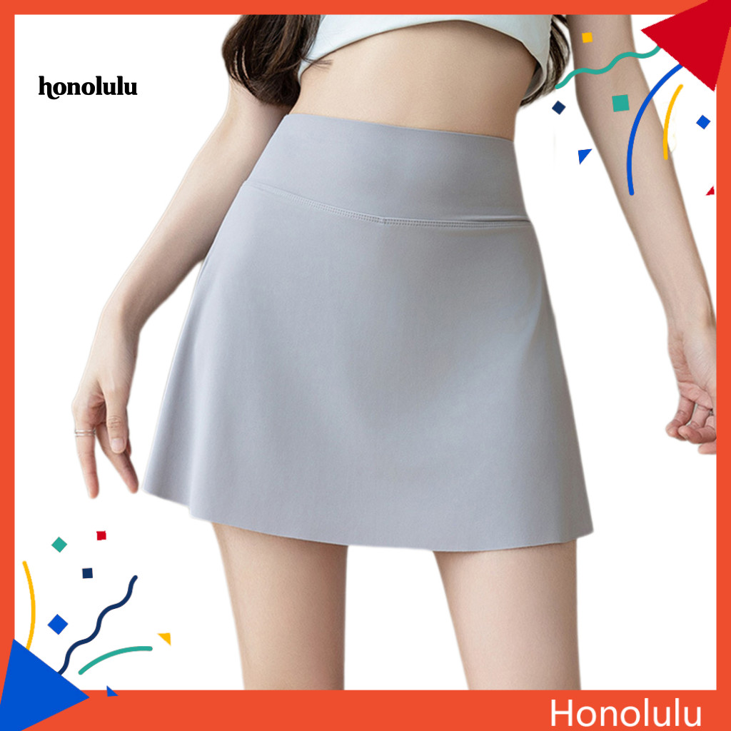 Yoga Culottes Comfortable Skort Women’s Summer Shorts Skirt High Waist Ice Silk with Safety Smooth A-line for Exercise