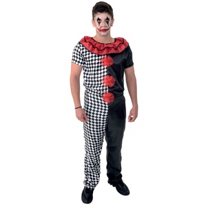 Fantasia Pierrot Macabro Adulto Macacão Palhaço Terror Zumbi Cosplay Halloween Carnaval Dia das Bruxas Festa Tema Circo