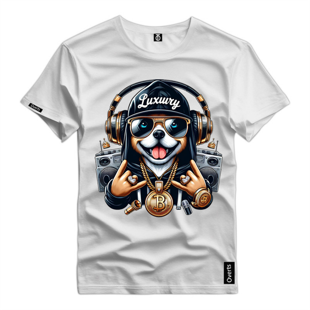 Camiseta Masculina Estampado Cachorro Luxury Dj Camisa Referencia Top Malha Algodao100%