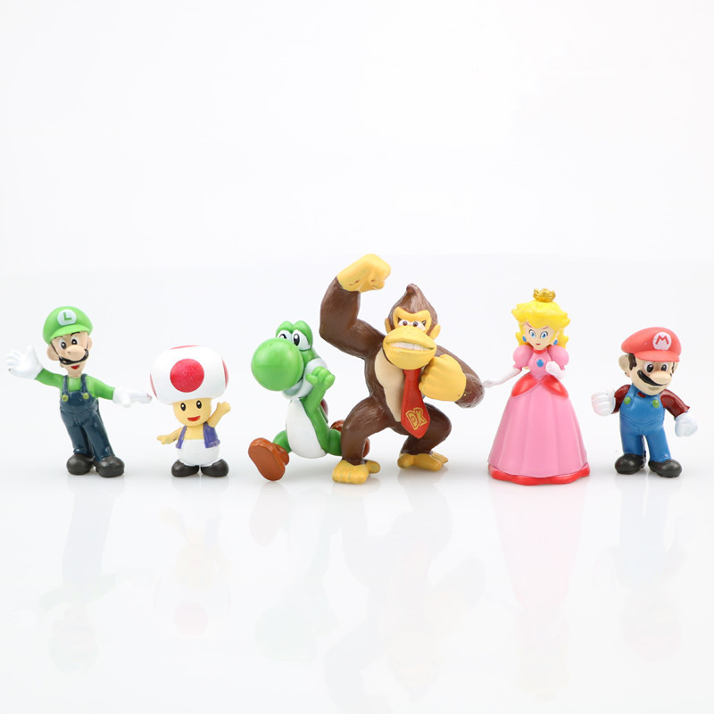Conjunto De Figuras De Anime De 6 Peças (Inclui Yoshi , Donkey Kong , Cogumelo , etc .)-Brinquedos Modelo De PVC-Present