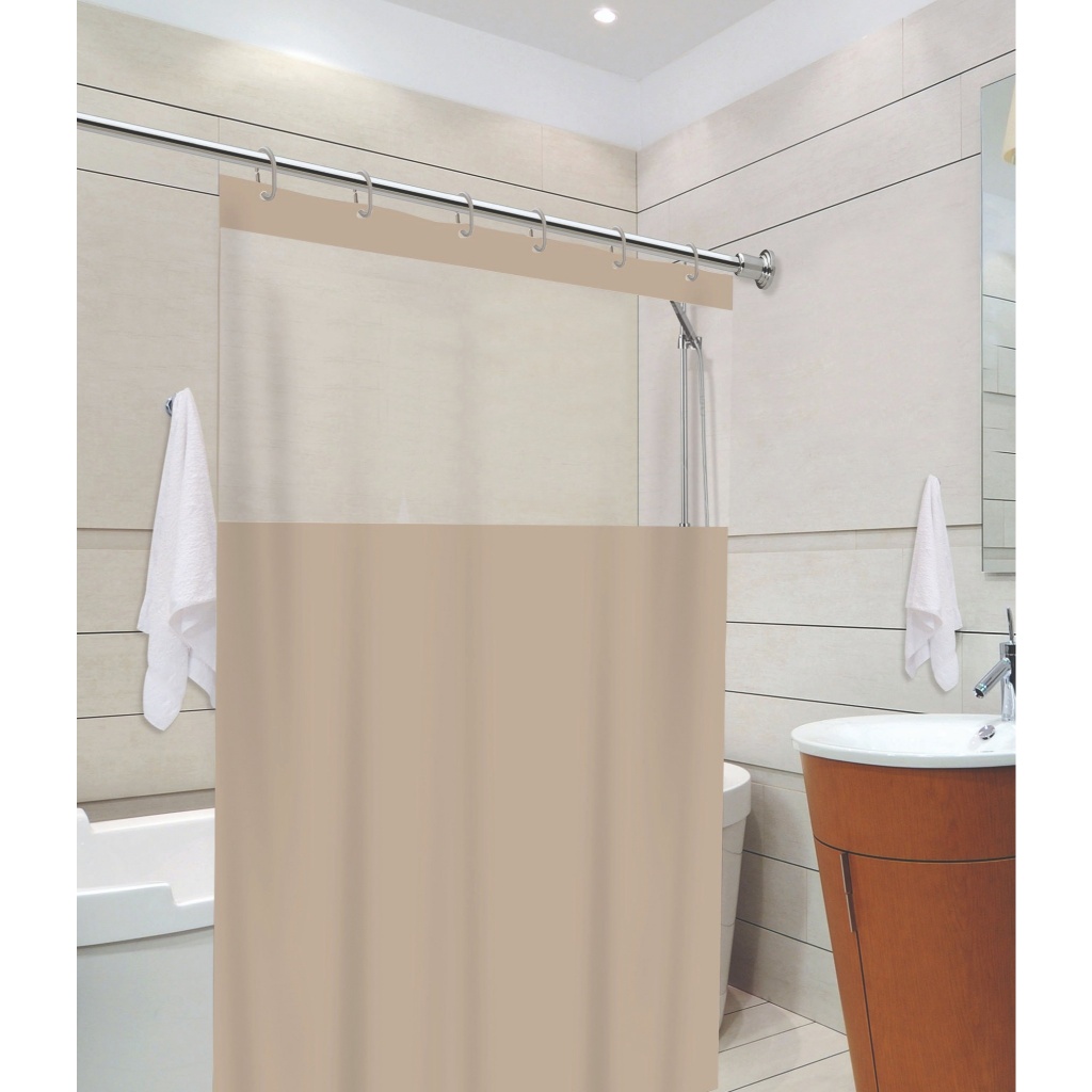 Cortina para Box 1,38x1,98m Vinil com Visor Transparente Antimofo Fácil de Limpar