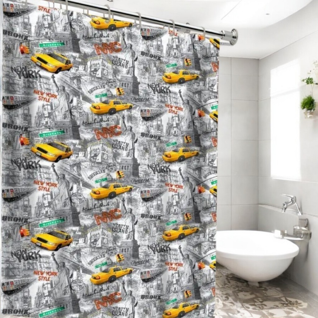 Cortina Box Banheiro Ganchos Divisória Não Molha Decoração Banho Pendura Casa Impermeável Fácil