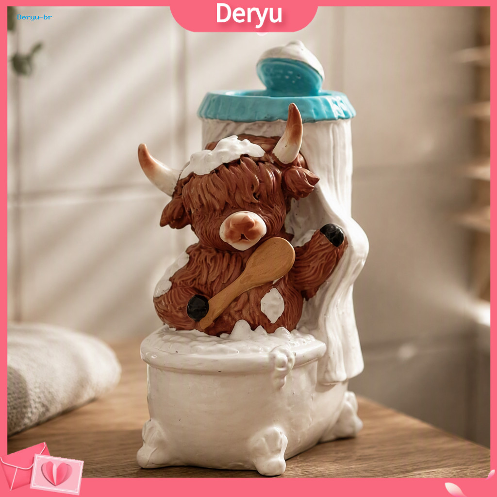 Cute Bathroom Accessories Highland Cow Decor Figurine Resin Calf Statue Funny Farmhouse for Home Office Tiered Tray Tabl