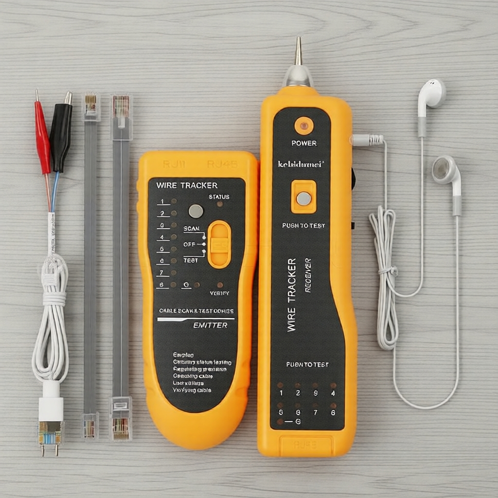 Conjunto de Testador de Cabos 100 M RJ45 RJ11 PoE 100M M828 JW-360 com Traçador de Parede e Gerador de Tom & Fone de