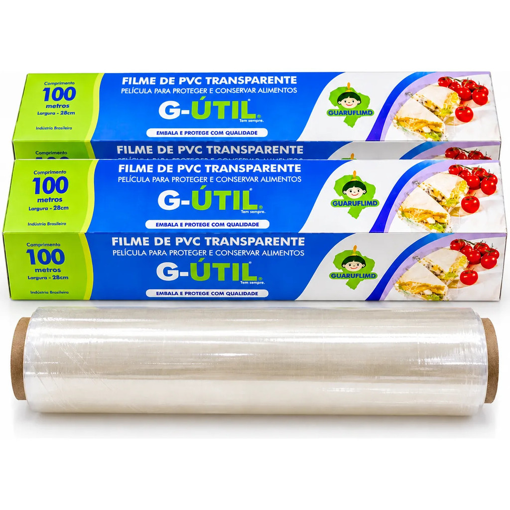 Kit 2 Rolo Plástico Filme Transparente 100m X 28cm Proteção