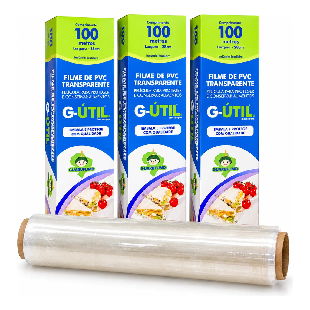 Kit 3 Rolo Plástico Filme Transparente 100m X 28cm Proteção