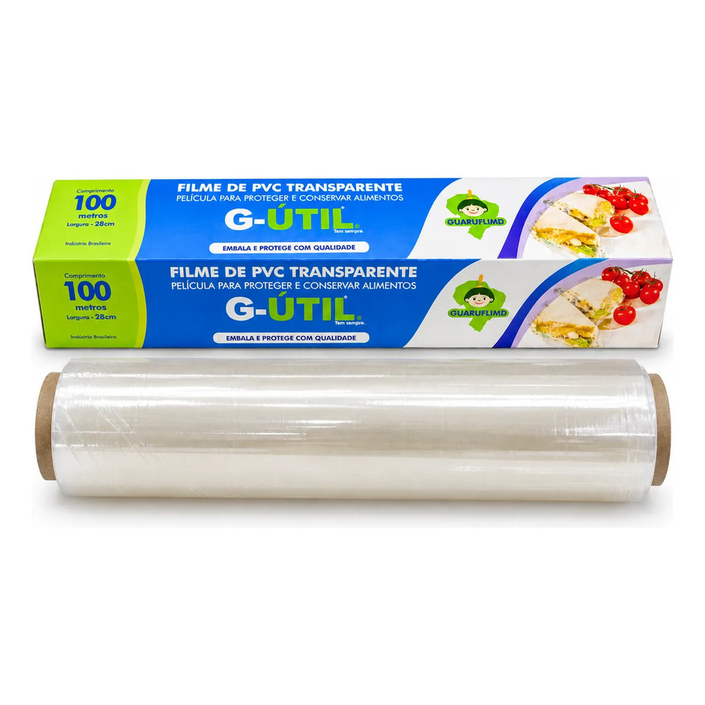 Rolo Plástico Filme Pvc Transparente 100m X 28cm Proteção