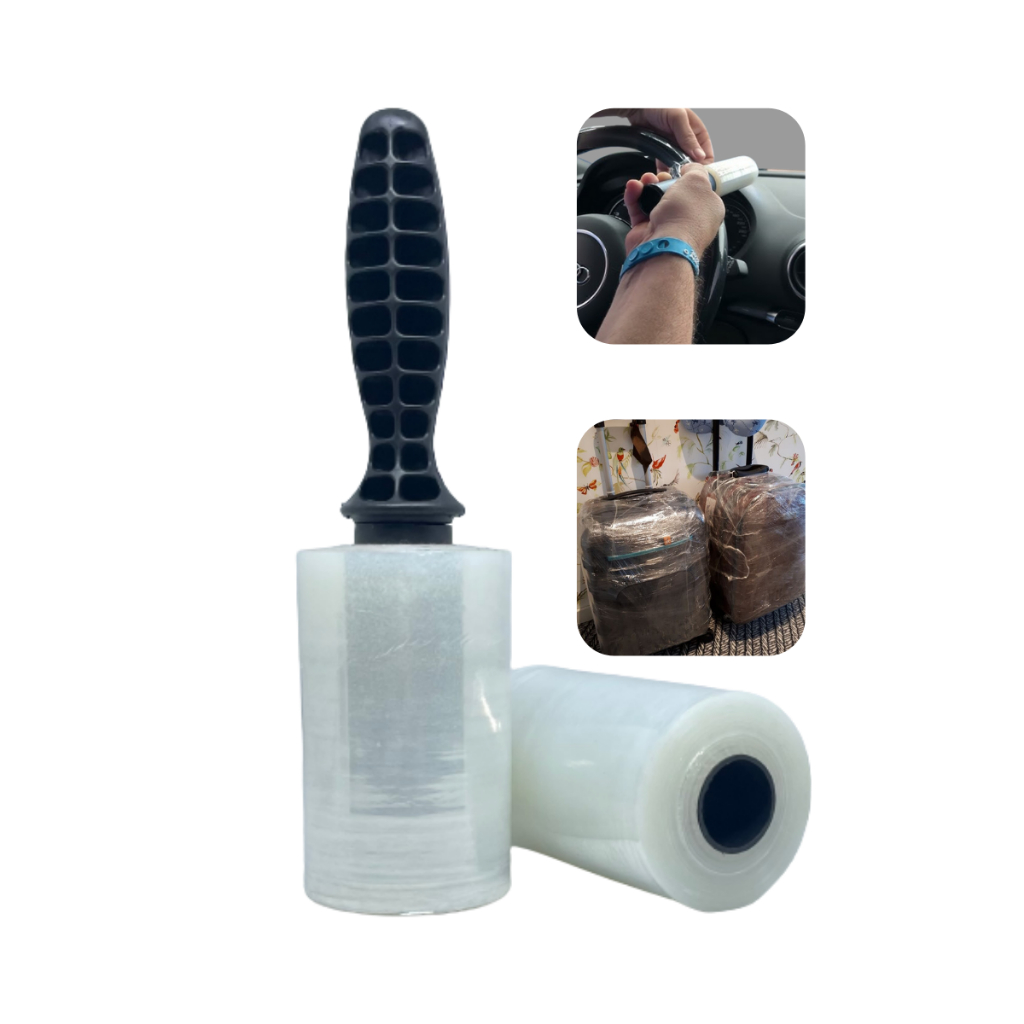 1 Rolinho De Plastico Filme Com Manopla 10cm x 100m Embalagem Mudança