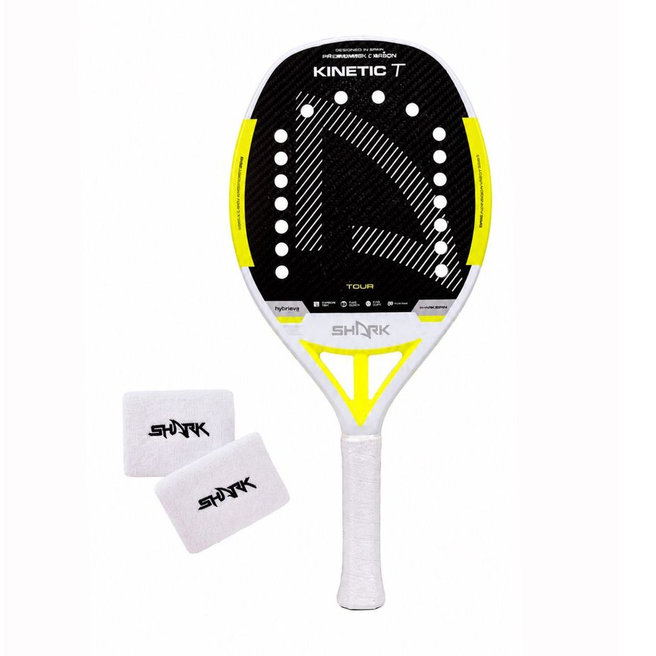 Kit Raquete Beach Tennis Shark Kinetic Tour Carbono + Munhequeira