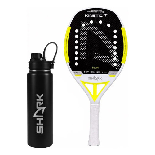 Kit Raquete Beach Tennis Shark Kinetic Tour Carbono 3K Profissional + Garrafa Térmica 700 ml