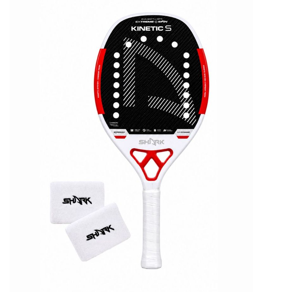 Kit Raquete Beach Tennis Shark Kinetic S Red 2026 + Munhequeira