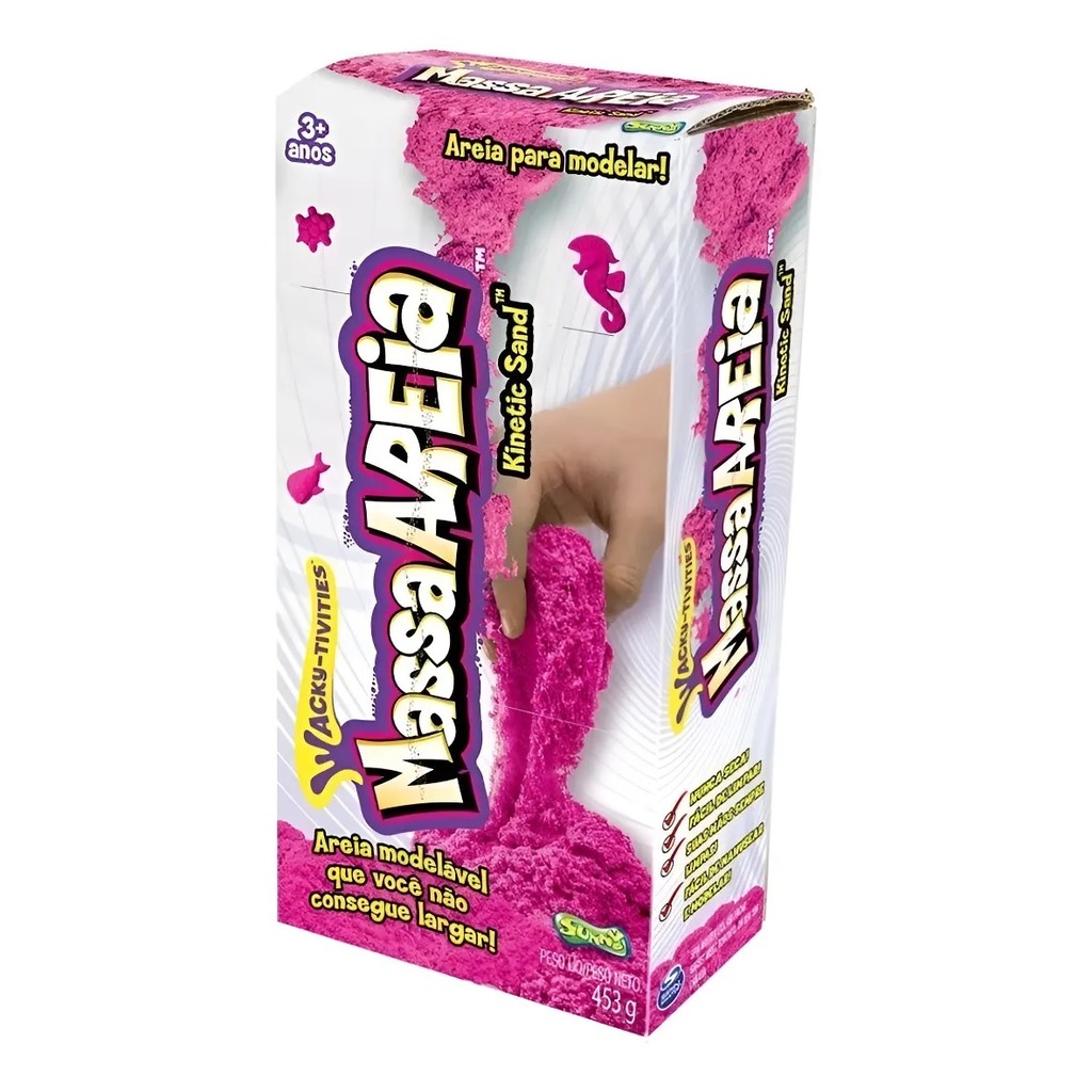 Massa Areia Rosa 453g Areia Para Modelar Kinetic Sand Sunny