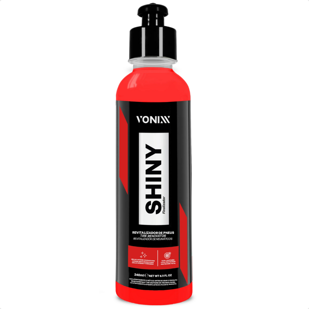 Shiny Vonixx 240ml Revitalizador Pneu Pretinho Longa Duração Vermelho