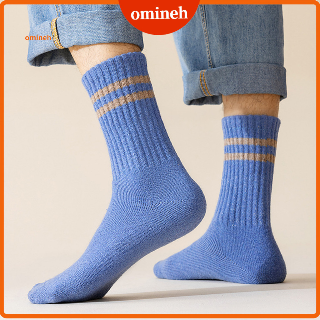 Women Color Block Socks Ladies Terry Women’s Striped Wool Crew Thickened Warm for Winter Sports Fitness Running Everyd
