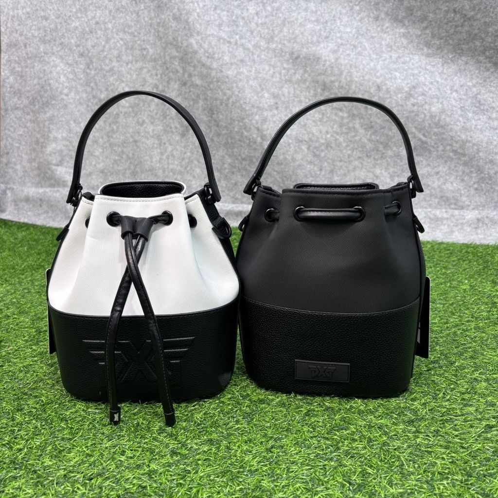 T Trendy New Style PXG Golf Ladies Sports Bucket Bag Portátil de um ombro Cross-Body Simples Casual Preto Branco Cor Com