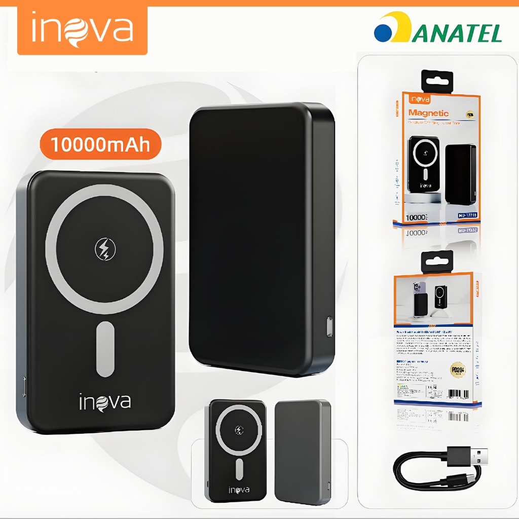 Power Bank original INOVA  10000mAh Carregador Portátil Wireless iPhone Android Samsung Carga Rápida