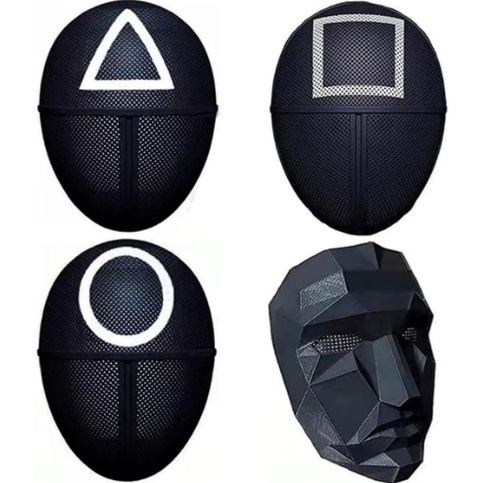 Máscara Fantasia Round 6 para Cosplay de Jogadores e Líder Front Man – Ideal para Festas, Eventos e Fãs da Série