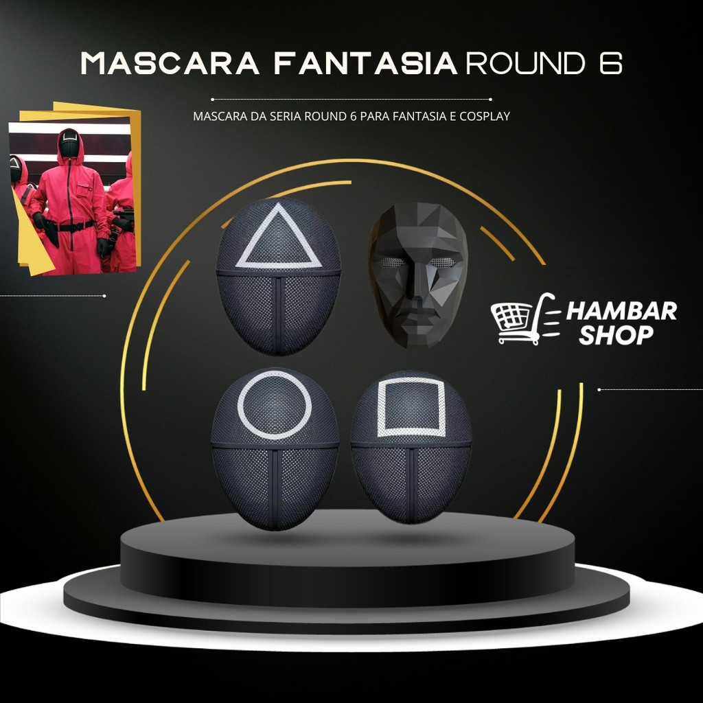 Máscara Fantasia Round 6 para Cosplay de Jogadores e Líder Front Man – Ideal para Festas, Eventos e Fãs da Série