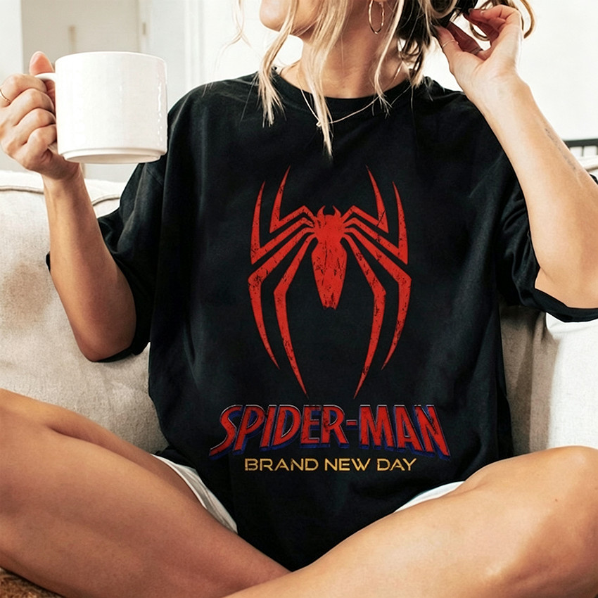 Camisa Spider - Man Brand New Day, Preta, de Algodão, para Ocasiões Casuais