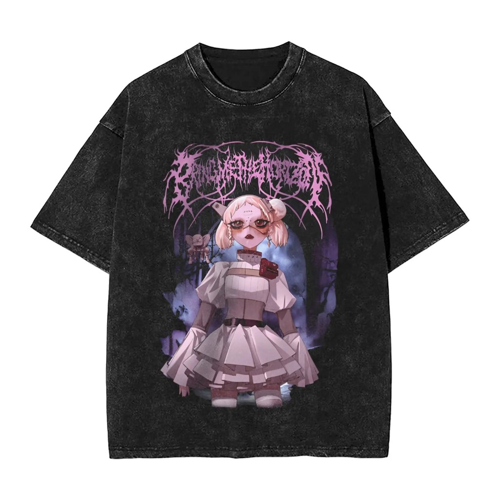 Camiseta Casual Masculina De Manga Curta Lavada Com Gráfico Brand Bring Me The Horizon