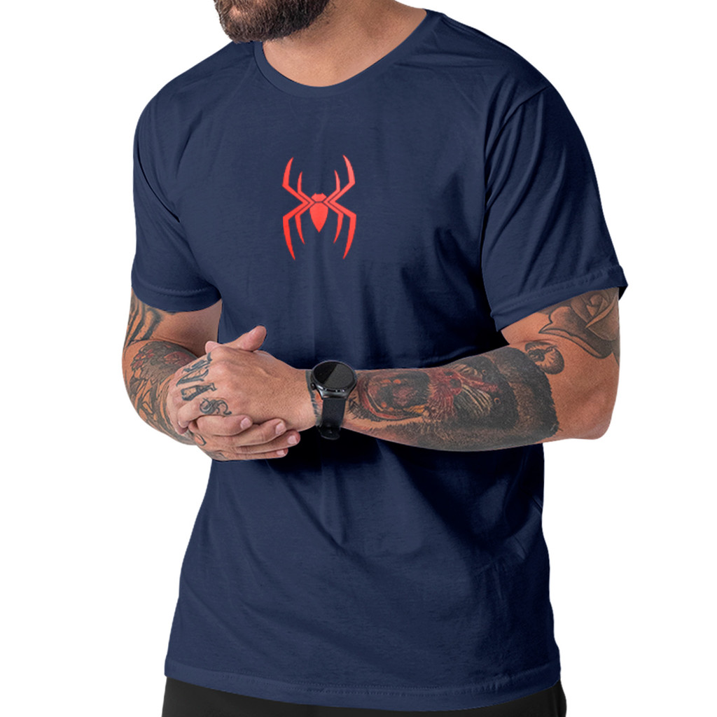 Camiseta Aranha Brand VM Estilo Casual Masculino 100% Algodão Macio e Durável
