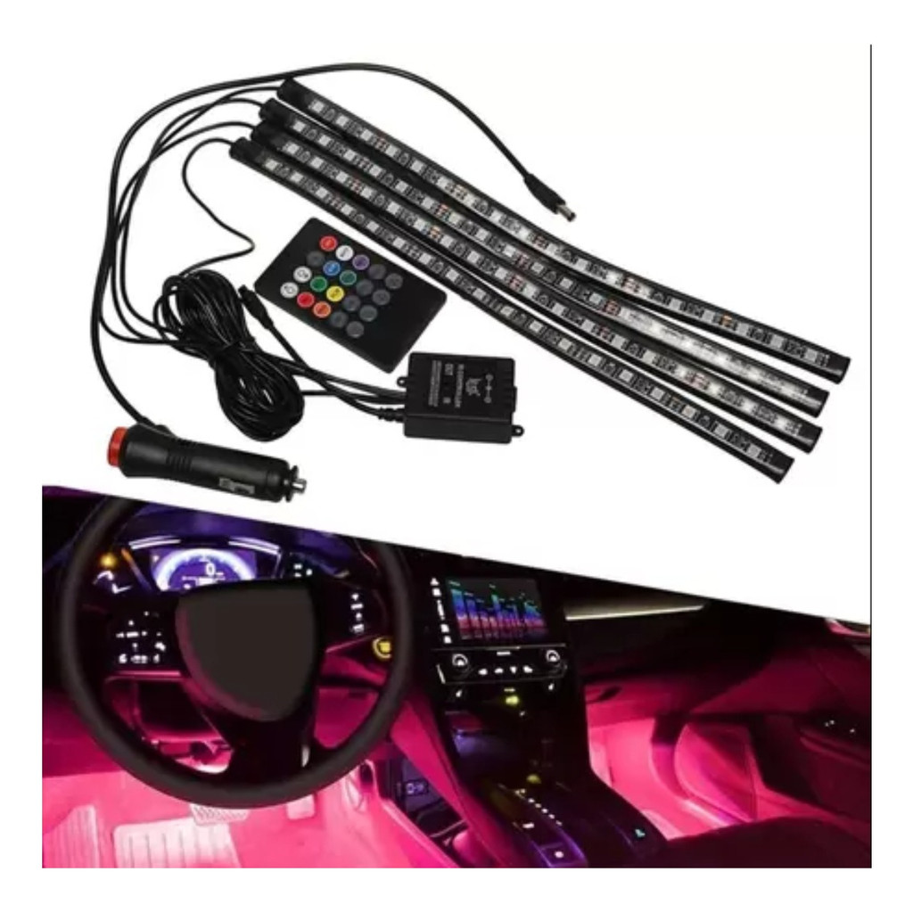 Iluminação Assoalho Kit Atmosfera Rgb Com Controle