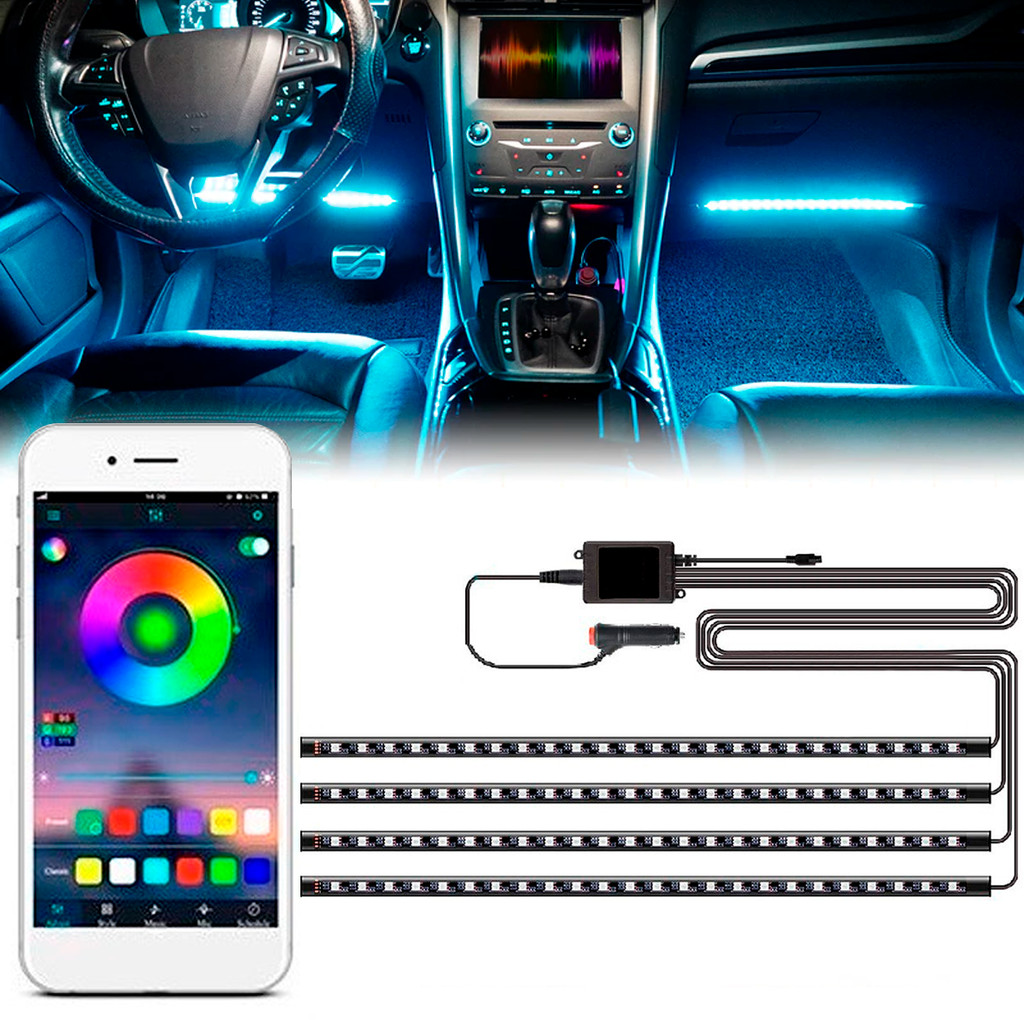 Kit Fita Led Atmosfera RGB 4 Fitas 18 Leds 12V - Shocklight