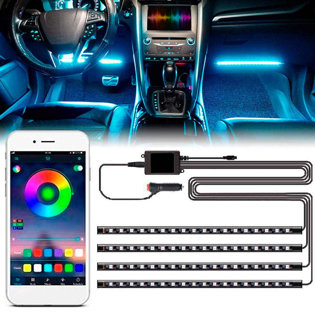 Kit Fita Led Atmosfera RGB 4 Fitas 12 Leds 12V - Shocklight
