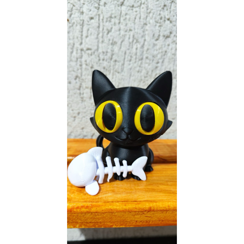Gato preto Kawaii-Gato Decorativo-Gato Geek-Gato Preto Decorativo-Gato Criativo-Decoração Geek