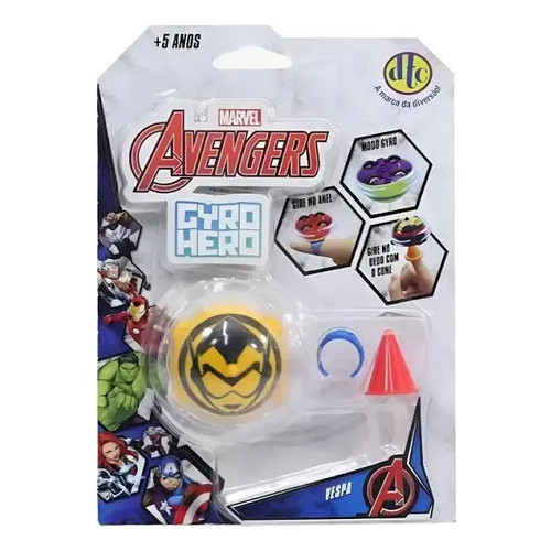 Gyro Hero Marvel Avengers Vespa - Dtc - Pião De Batalha Amarelo