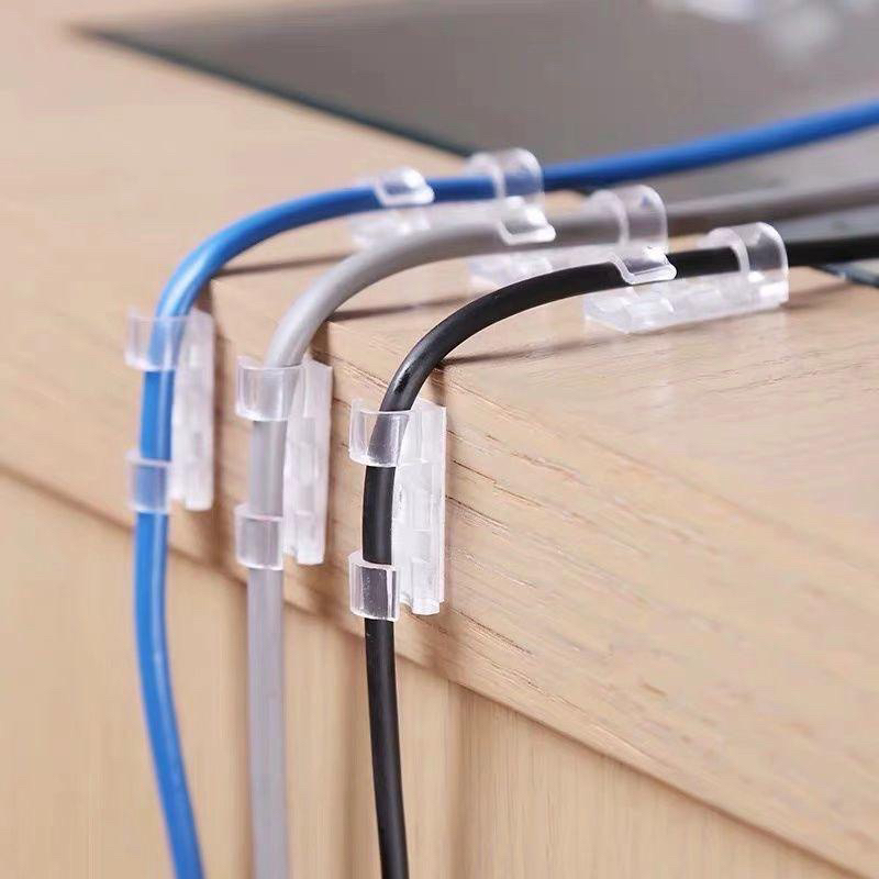 Kit com 16 Organizador Fixador de Fio e Cabo Transparente Com Adesivo