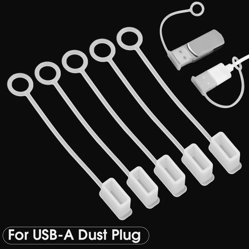 1/5Pcs Tampa Anti-Perda Transparente Com Corda Para Cabo De Carregamento Tipo c/Porta USB De Disco U Universal Silicone Pendurado Durável Impermeável Capa À Prova De Poeira